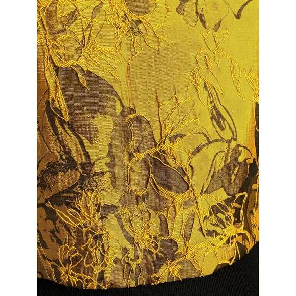 Alice + Olivia Top Womens 6 Gold Jacquard Crop Sleeveless Floral Boxy Back Zip - Picture 5 of 9